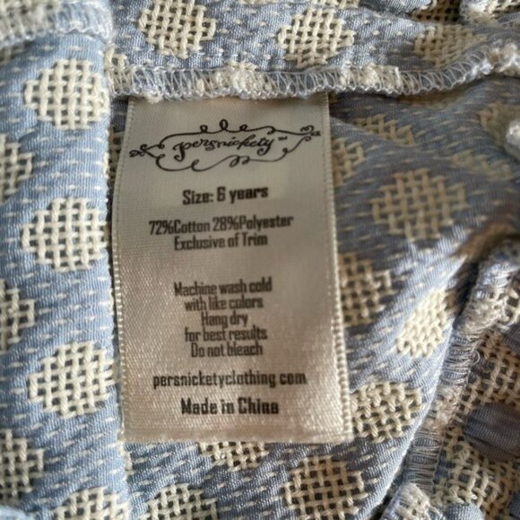 Girls Size 6 Persnickety Shorts Blue Polka Dot with Pink Lace Trim - Picture 2 of 4